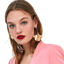PPG&PGG 2018 Fashion ZA Charm Golden Big Leaf Earrings New Metal Statement Dangle Drop Long Earrings For Women Jewelry Gift 2022 - buy cheap