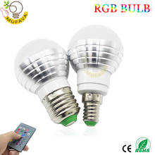 1PCS   E14 E27 GU10 RGB LED Lamp 3W 5W 9W 110V 220V 16 Color Change RGB Bulb Light Lamp+ Remote Control For Bar KTV Decoration 2024 - buy cheap