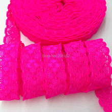 Good Quality 3/4" Neon Pink Lace Trim Elastic FOE Lace Elastic Ribbon for DIY Headwear Headband Girls Hair Accessories 10Y/lot 2024 - buy cheap