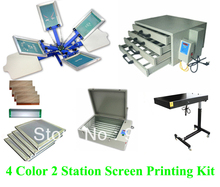 Free shipping discount full set 4 color 2 station t-shirt screen printing kit press printer machine flash dryer expsoure 2024 - buy cheap