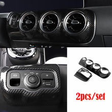ABS Carbon Fibre For Mercedes Benz A Class 2019 Headlamps Switch Central Control Air Condition outlet Vent frame Covers Trim 2024 - buy cheap