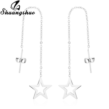 Shuangshuo Cute Ear Jewelry Star Drop Earrings for Women Long Tassel Dangle Earrings Stainless Steel oorbellen femme 2024 - buy cheap