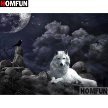 Homfun quadrado completo/broca redonda 5d diy pintura de diamante "lobo cenário" bordado ponto de cruz 3d decoração de casa presente a13069 2024 - compre barato