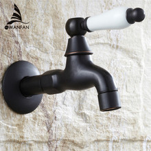 Bibcocks Black Brass Wall Mount Washing Machine Taps Bathroom Corner Mop Pool Small Tap Outdoor Garden Cold Water Faucet SY-068R 2024 - buy cheap