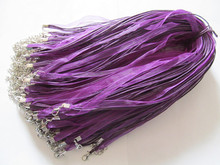 Free Shipping 100pcs 18inch Deep Purple Organza Ribbon Wax Cotton Necklace Cord String,Extender Chain,Lobster Clasp,DIY 2024 - buy cheap
