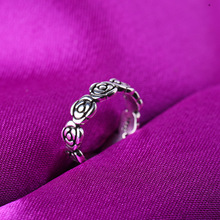 Anéis vintage com flor de rosa para mulheres, anéis femininos e meninas, estilo boêmio, cor de prata, anel médio, floral, ajustável, o35 2024 - compre barato