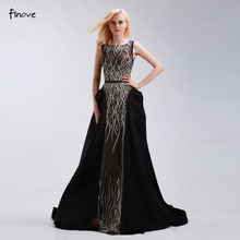 Finove-Vestidos de Noche formales, largo hasta el negro, elegante, sin mangas, cuello redondo, línea A, bordado y cuentas, novedad de 2020 2024 - compra barato