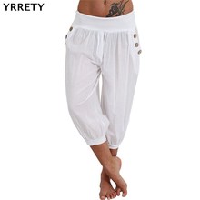 VISNXGI Casual Harem Pants Women 2021 New Loose Cotton Linen Trousers Elastic High Waist Vintage Female Wide Leg Capris Clothes 2024 - buy cheap