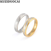 Kuziduocai новые модные ювелирные изделия из титановой нержавеющей стали, скульптура для влюбленных, полоса, обручальные кольца для женщин и мужчин, бижутерия R-694 2024 - купить недорого