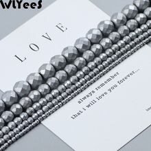 WLYeeS Plating Silver Matte faceted Round Hematite beads 2 4 6 8 10mm ball loose beads for Jewelry Necklace Bracelet Making DIY 2024 - buy cheap