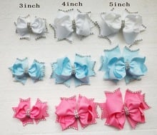 New Design Ribbon crystal Diamonds Boutique girl women Hair Bows with clips Hairpins Hair Accessories Barrettes 20pcs HD3554 2024 - buy cheap