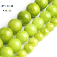 Pedra Verde limão Contas de Jade Rodada Beads para Fazer Jóias 15 ''Strand Pulseira DIY Jóias 6mm 8mm 10mm 2024 - compre barato