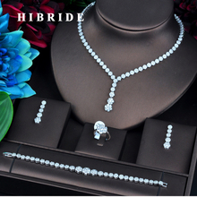 HIBRIDE New Flower AAA Cubic Zircon Jewelry Sets Women Wedding Necklace Earring Ring Bracelet Jewelry Accessories N-748 2024 - buy cheap