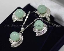 Free shipping Fashion Jewelry Green stone s Earrings & Ring & Necklace Pendant Set 2024 - buy cheap