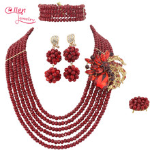 6 Rows African Nigerian Wedding bridal Crystal beads Jewelry Set African style Beaded Necklace jewelry Set E1206 2024 - buy cheap