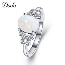 Elegant Oval Butterfly Shaped White Fire Opal Ring For Women Wedding Silver Color Zircon Rings Anel Bijoux Bague Anillos dm149 2024 - buy cheap