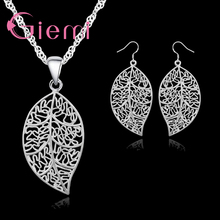 Conjunto de joyería de plata esterlina 925 AAA para mujer, juego de collar con colgante de hoja, gancho para pendientes de hojas, AndEarring, precio de fábrica 2024 - compra barato