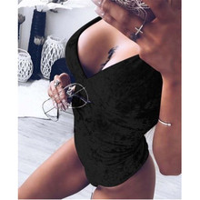 2019 Fashion Velvet Bodysuits Women Sexy Deep V-Neck Strap Bodysuit Slim Fit Bodycon Velvet Backless Jumpsuit Female Playsuit 2024 - compre barato