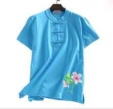 unisex Summer Cotton embroidery lily short-sleeve taijiquan T-shirt kung fu martial arts clothing tai chi suit wushu uniforms 2024 - buy cheap