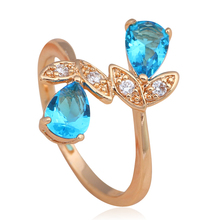 Sky Blue Crystal Gifts for friends gold tone fashion jewelry Wholesale Zirconia Rings USA sz #6#7#8#9 JR2043A 2024 - buy cheap