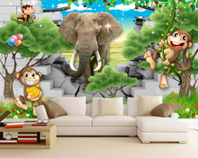 Papel de parede beibehang 3d paisagens lindos elefante desenho animado quarto infantil mural de quarto de criança parede de tv de sofá fundo 2024 - compre barato