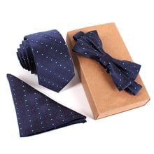 Corbatas de algodón y blancos en azul marino, 6 cm, conjunto de corbata y cravate en soie con pochette, novedad de 2016 2024 - compra barato