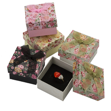 5*5*3cm caixa de jóias moda flor anel/brincos/pingente pacote caixas de presente papel misturado jóias exibição embalagem 48 pçs/lote 2024 - compre barato