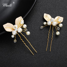 Miallo-horquillas de novia hechas a mano con perlas de cristal, accesorios para el cabello de boda, Color dorado, 2 unids/lote 2024 - compra barato