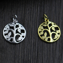 Vintage Hollow Craft Life Tree S925 Charms Decoration Round Pendants 925 Sterling Silver Findings DIY Fancy Jewelry Making Gift 2024 - buy cheap