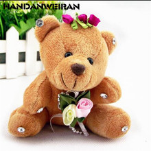 1PCS Bear Plush Toys Small Pendant Wedding Bears Stuffed Toy DIY Cartoon Bouquet Doll For Kids 2019 Hot Sale 10CM HANDANWEIRAN 2024 - buy cheap