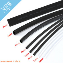 1lot Heatshrink Heat Shrink Tube Transparent + Black Insulation Sleeves Wire Wrap Cable Kit 6 Size 2mm/3MM/4MM/5MM/6MM/8MM 2024 - buy cheap