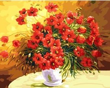 MaHuaf-X706 Red wildFlower Diy oil Painting By Numbers Modern Wall Art Picture Unique Gift For Wedding Decoration 40x50 framed 2024 - buy cheap