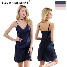 CAVME-camisones de seda de lujo con tirantes finos, ropa de dormir Sexy de una pieza, elegante, azul marino, rosa, blanco 2024 - compra barato