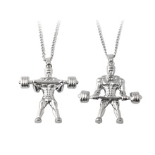2 style Dumbbell Pendant Fitness Necklaces Bright Gym Bodybuilding Sport Dumbbell Barbell Pendant Men Women Jewelry 2024 - buy cheap