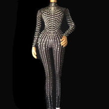Sexy black Pearls Jumpsuit  Party bar Outfit show bodysuit birthday Nightclub show singer dance Costume 2024 - buy cheap