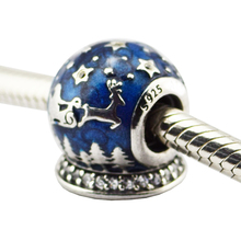 Fits for Pandora Charms Bracelets Christmas Night Beads with Midnight Blue Enamel 100% 925 Sterling-Silver-Jewelry Free Shipping 2024 - buy cheap