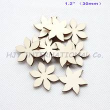 (10pcs/lot) 30mm Natural Blank Wooden Flowers Ornaments Rusitc Favor Crafts Supplies-CT1427 2024 - buy cheap
