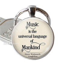 La música es el lenguaje Universal de la gente, cita, llavero, amor, música, cabujón colgante de cristal, regalo para llavero de músico 2024 - compra barato