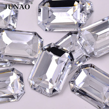 JUNAO 30x40 мм большие прозрачные кристаллы из горного хрусталя аппликация шитье акриловые драгоценные камни плоская задняя 2024 - купить недорого