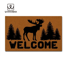 Funny Front indoor rug mat non slip Moose Elk Forest Welcome woven outdoor mat design outdoor entrance doormat 2024 - buy cheap