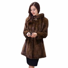 Abrigo de piel sintética de visón para mujer, chaqueta gruesa informal de talla grande 6XL, abrigo de piel con capucha, abrigo grueso, G269 2024 - compra barato