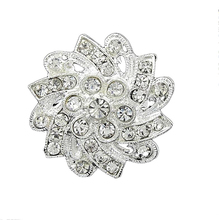 Vintage Style Rhodium Silver Plated Clear Rhinestone Crystal Flower Cheap Party Wedding Cake Pin Brooch 2024 - купить недорого