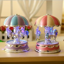 1PC Flash Carousel Music Box Imitation Wood Craft Christmas Lovers KN 043 2024 - buy cheap