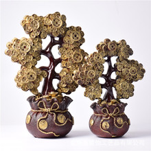 Chinese Style Lucky Money Tree Ornaments Wealth Tree Resin Crafts Shop Company Opening Gift  Home Decoration Accessories 2024 - buy cheap