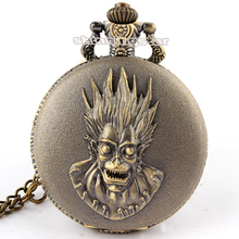 Antique Pocket Watch Death Punk Skull Quartz Bronze Pocket Clock Necklace Pendant Men's Boy Halloween Devil Watches 2024 - buy cheap