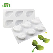 Molde de silicona con forma de hoja de 6 cavidades para decoración de pasteles, moldes de pastelería antiadherentes, herramientas para hornear DIY, moldes para jabón 2024 - compra barato