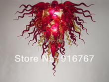 C124-Hand Blown Red Glass Chandelier Romantic Style 2024 - buy cheap