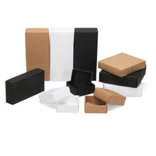 Caixa de papel kraft, preta e branca, para presente, com tampa, caixa de papelão, logotipo personalizado 2024 - compre barato