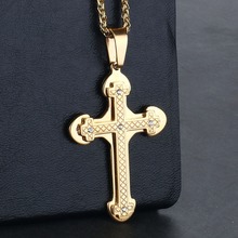 Gaudy Cross Crystals Double Layers Pendant Jewelry for Women Stainless Steel Chains Necklaces Men's Statement Gifts collier CN39 2024 - buy cheap