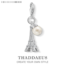 Real 925 Sterling Silver EIFFEL TOWER Charm with Pearl Charms Beads fit Original Bracelet Necklace Pendant Women Jewelry 2024 - buy cheap